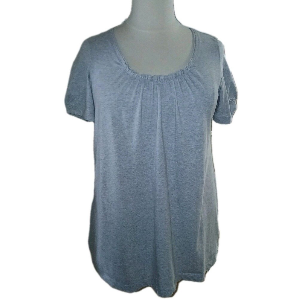 WOMAN WITHIN Womens 18/20 Tunic Short Sleeve Scoop Neck Heather Grey T Shirt Top